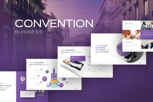 多种配色方案企业宣传介绍PPT幻灯片模板 Convention Business Presentation