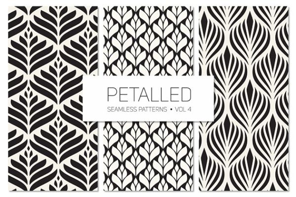 花瓣无缝图案纹理素材包 Petalled Seamless Patterns Set 4