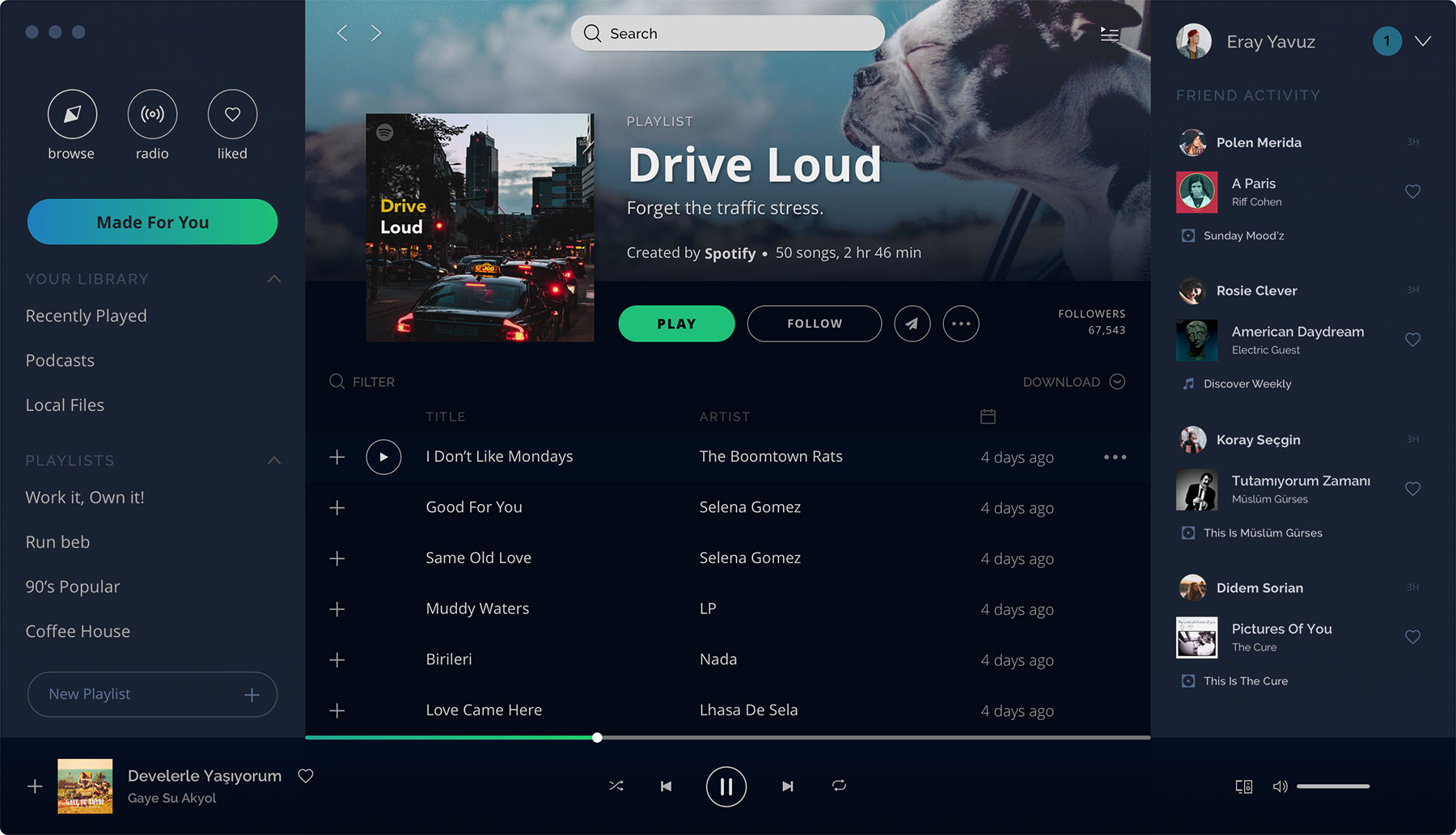 Spotify macOS 概念应用界面