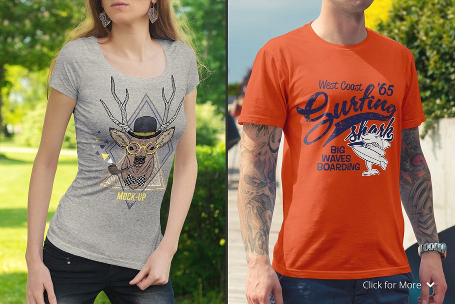 经典简约T恤样机 T-Shirt Mock-Up Set插图(2)