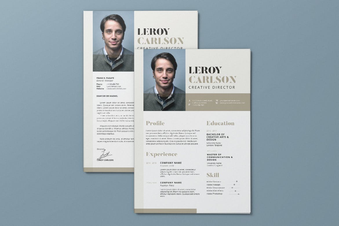 极简设计风格个人电子简历设计AI&PSD模板v13 Clean Minimalist CV Resume AI and PSD Flyer Vol.13插图(3)