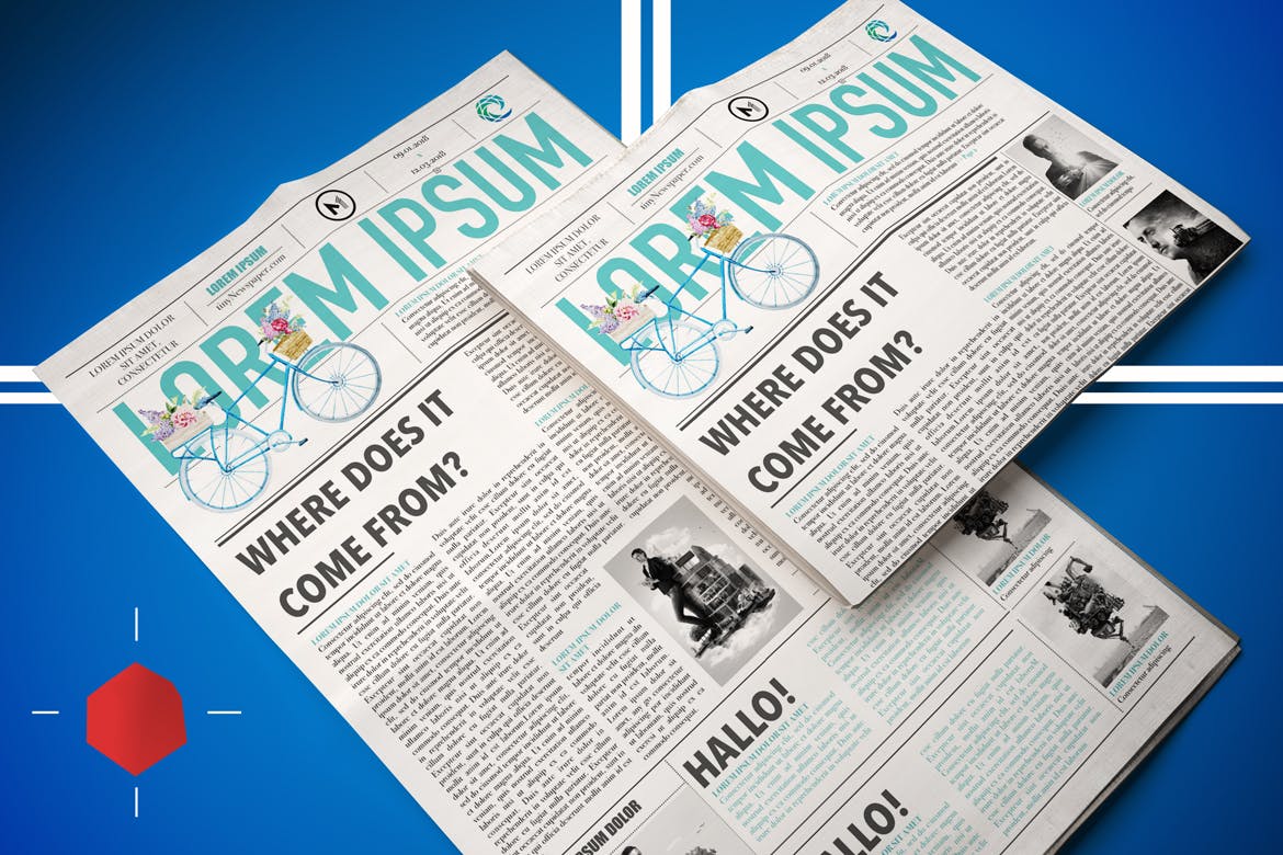 报纸版式设计效果图样机素材库精选模板 Abstract Newspaper MockUp插图(5)