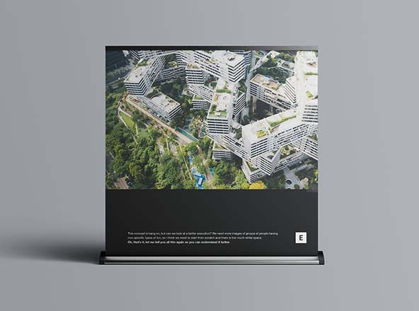 立式方形海报展架PSD样机模板 Wide Rollup Mockup