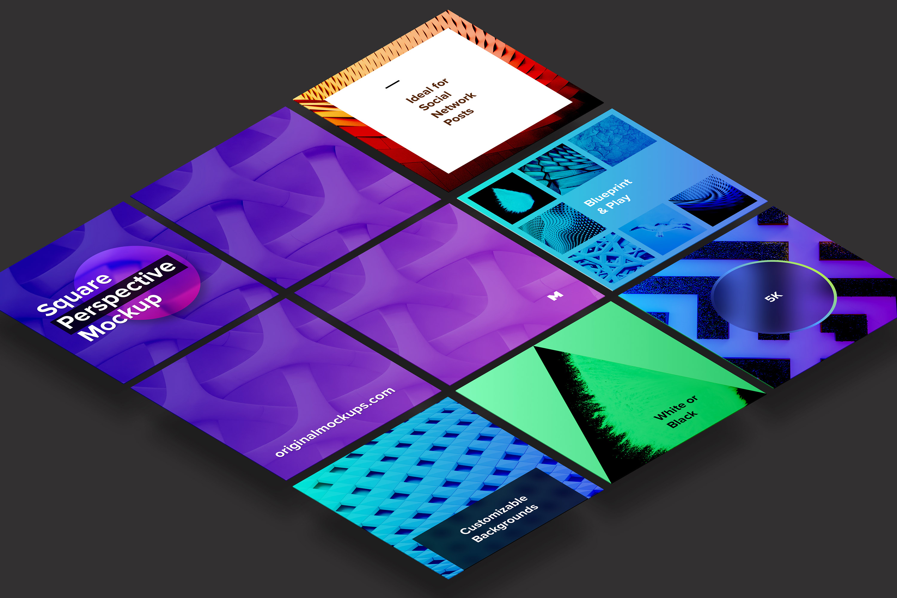 方形自媒体社交宣传设计效果图透视样机03 Square Perspective Mockup 03插图(3)