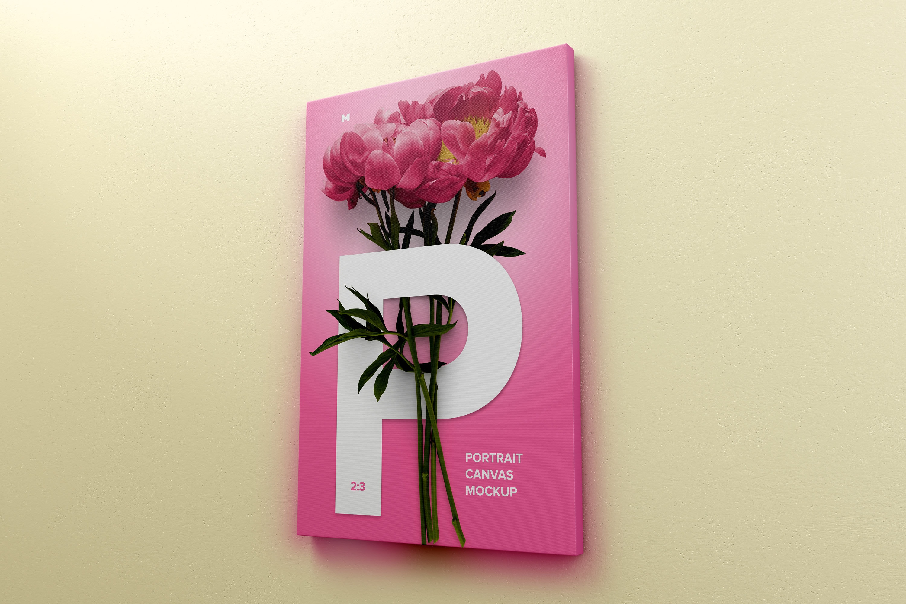 挂墙艺术画像展览画框右视图样机模板素材 2:3 Portrait Canvas Mockup Hanging on Wall, Right View插图(5)