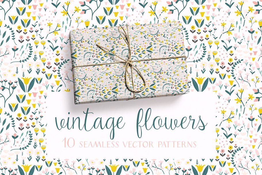 古典花卉图案素材包 Vintage Flowers Pattern Collection插图