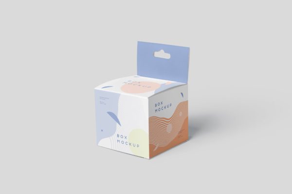 挂耳式迷你方形包装盒素材库精选模板 Box Mockup Set – Mini Square with Hanger
