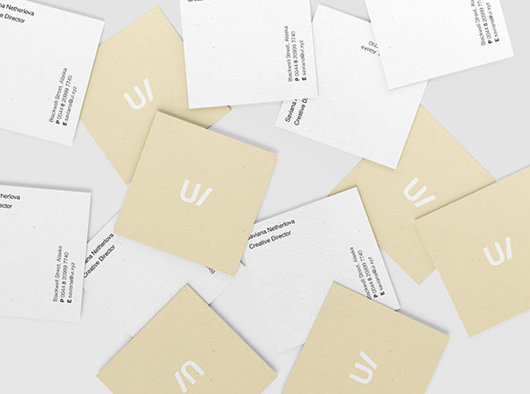 方形企业名片设计堆叠效果图样机PSD模板 Square Business Cards Mockup (PSD)