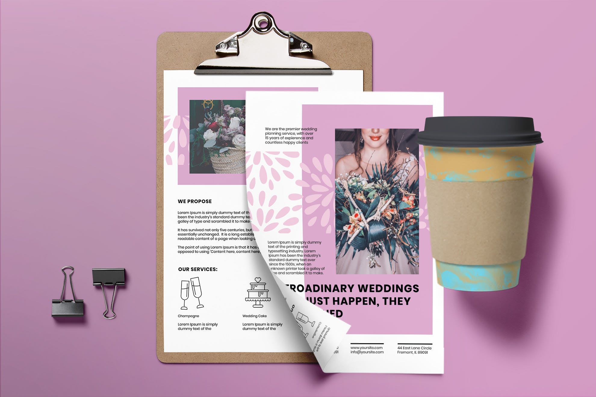 婚礼策划/宴会活动邀请海报传单设计模板素材 Wedding Planner Flyer插图(2)