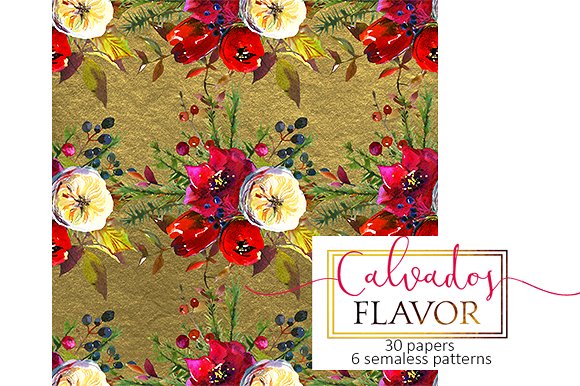 圣诞花饰纸张图案纹理素材 Christmas floral paper pattern pack插图(12)