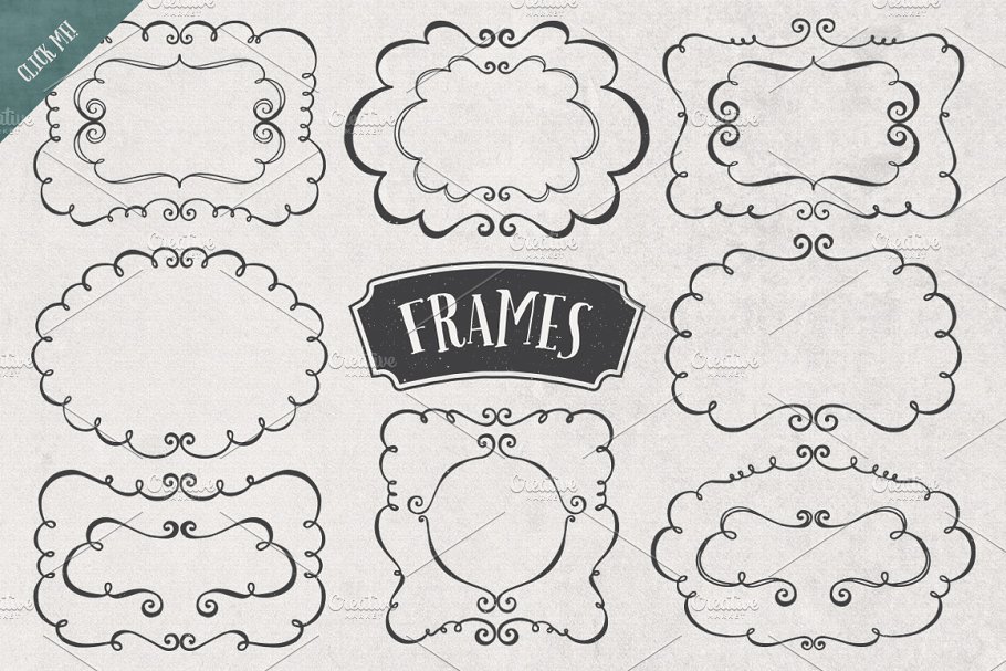 黑板画粉笔画装饰元素设计素材 Borders, Corners & Frames Super Kit插图(3)