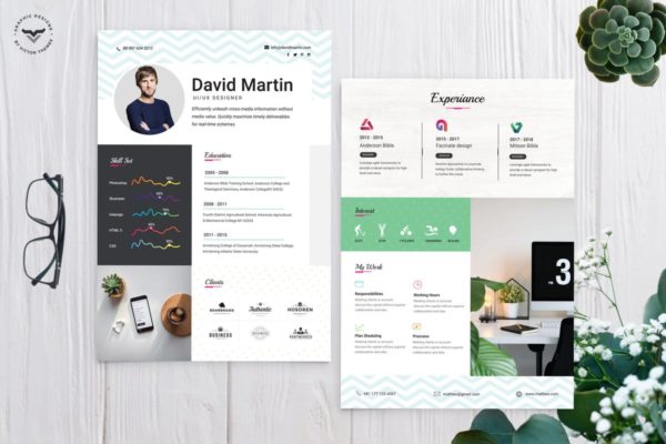 创意UX/UX设计师信息图表工作简历模板 UI/UX Designer CV Template