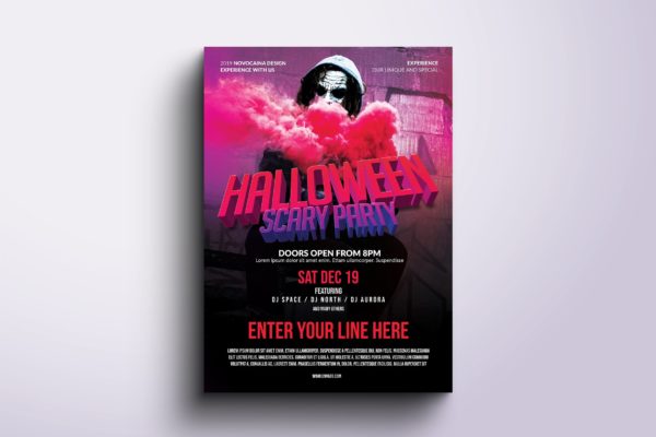万圣节DJ音乐派对活动传单海报设计模板 Halloween Party Poster &amp; Flyer
