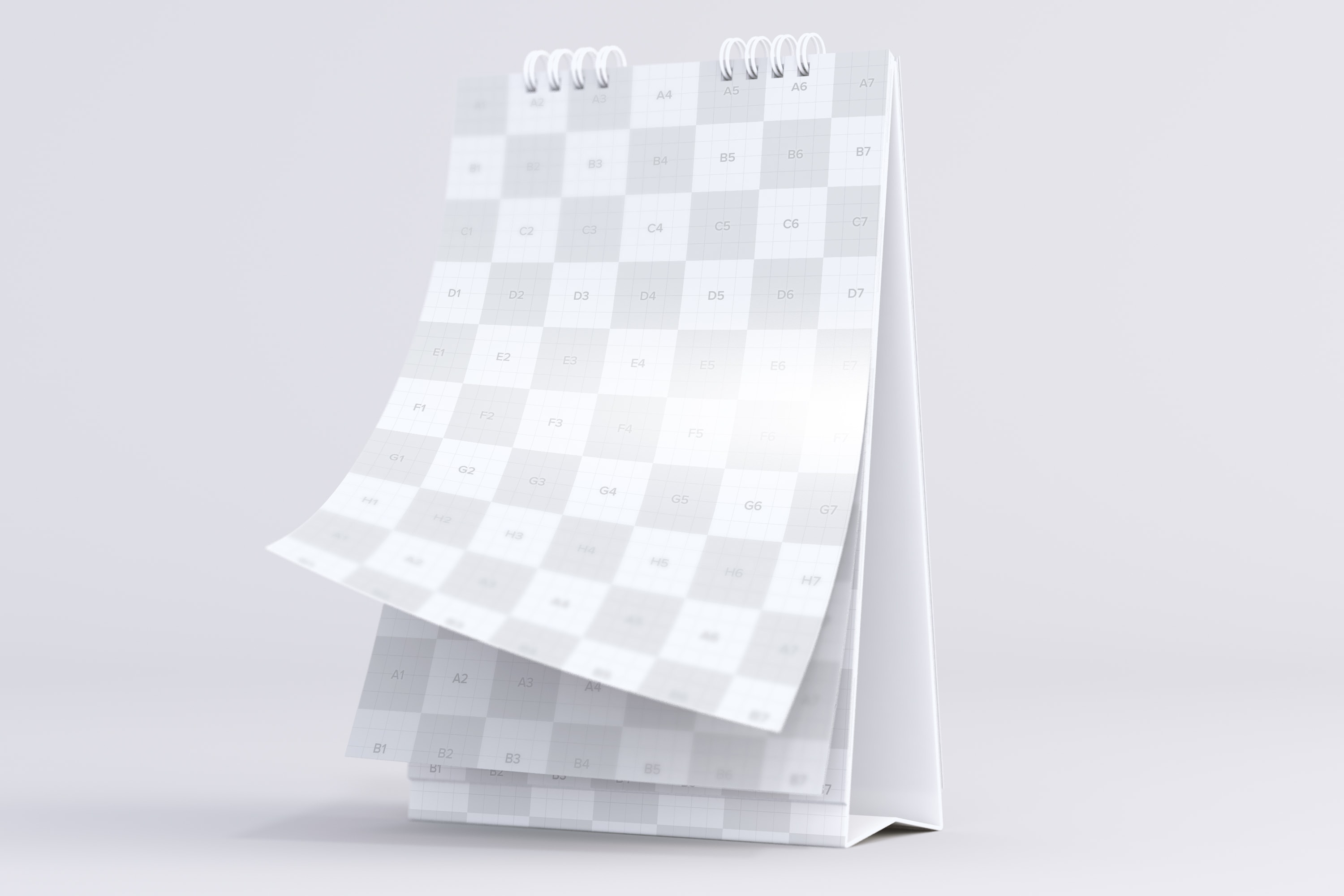 桌面纵向日历设计翻页效果样机模板 Desktop Portrait Calendar Mockup Turning Pages插图(1)