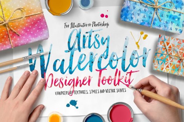 精选水彩设计素材合集[3.86GB] Artsy Watercolor Designer Toolkit