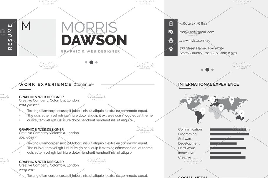 高端创意信息图表简历模板 Clean Infographic Resume/CV插图(6)