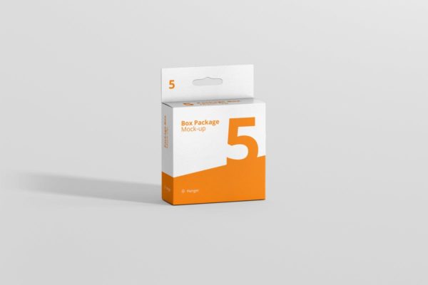 挂钩式扁平方形包装盒样机 Package Box Mockup – Flat Square with Hanger