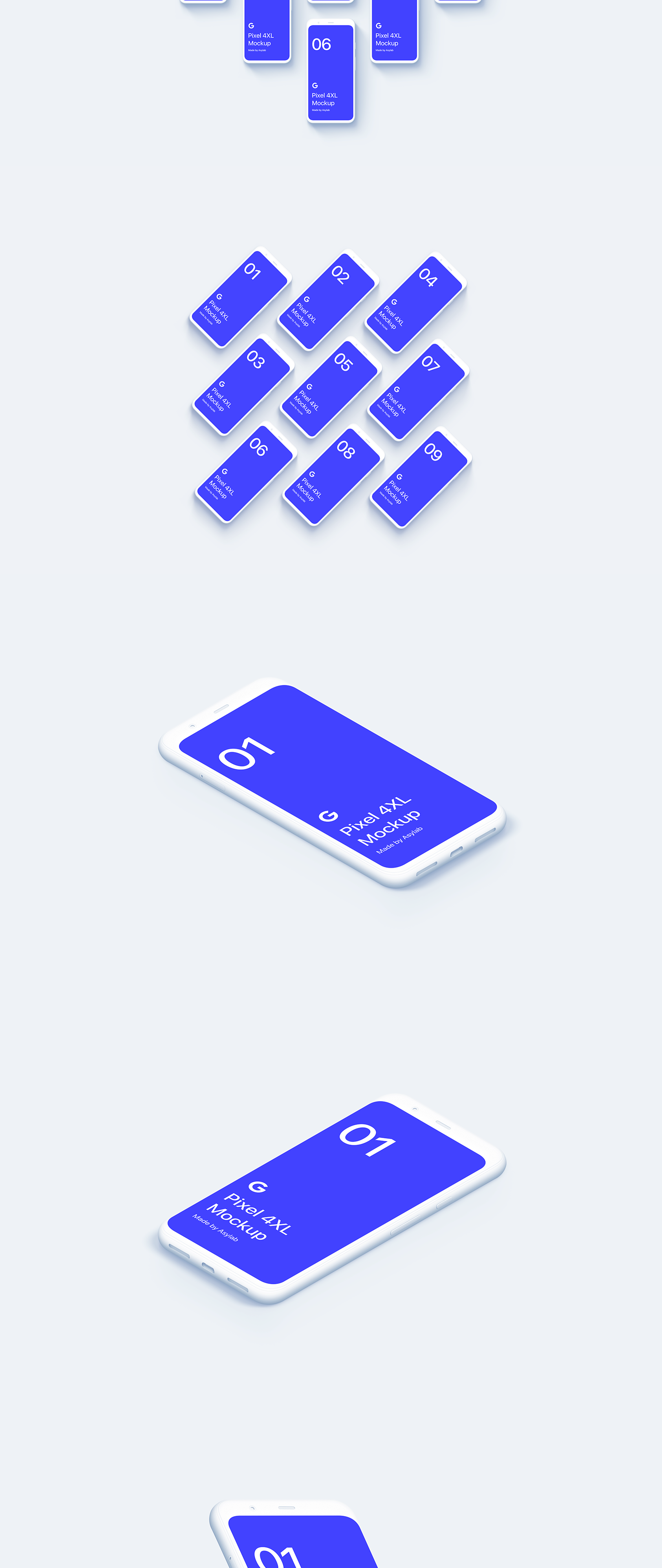 素材库下午茶：Google Pixel 4手机效果图黏土素材库精选样机模板插图(3)