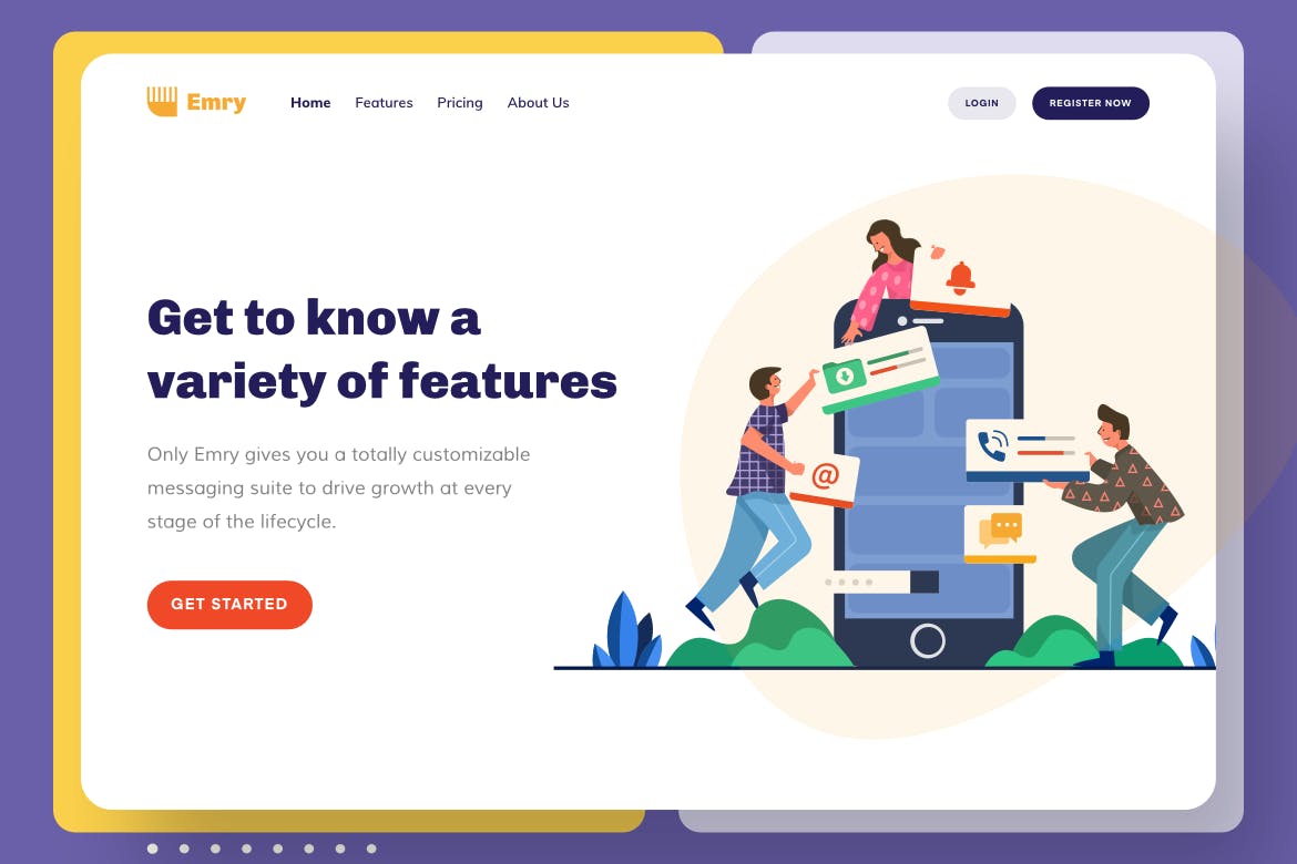 产品服务特点主题网站设计矢量插画 Emry – Feature Header插图(1)