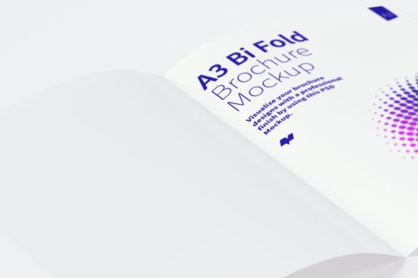 A3双折页设计企业宣传册/传单设计效果图预览样机04 A3 Bi Fold Brochure Mockup 04
