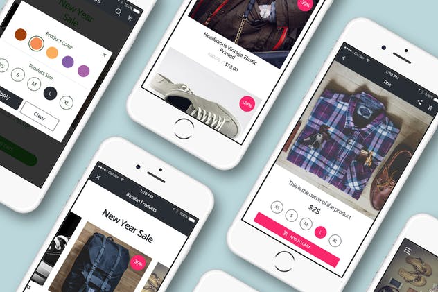 潮流时尚服饰类电商APP应用UI套件 Ecommerce App – Mobile UI Kit插图(1)