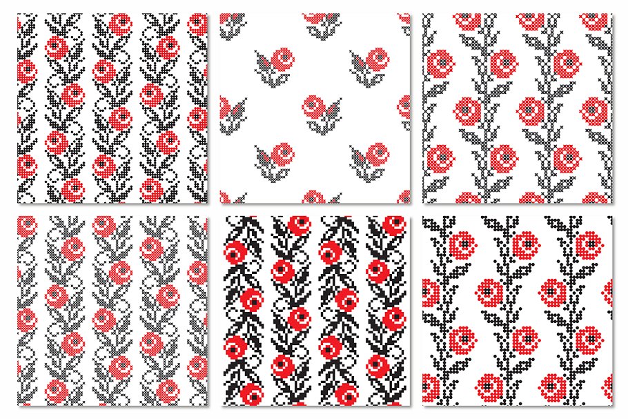 乌克兰民族特色无缝图案 Ukrainian Ethnic Seamless Patterns插图(5)