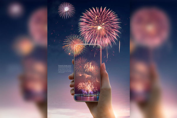 喜庆节日烟花庆祝主题海报psd模板