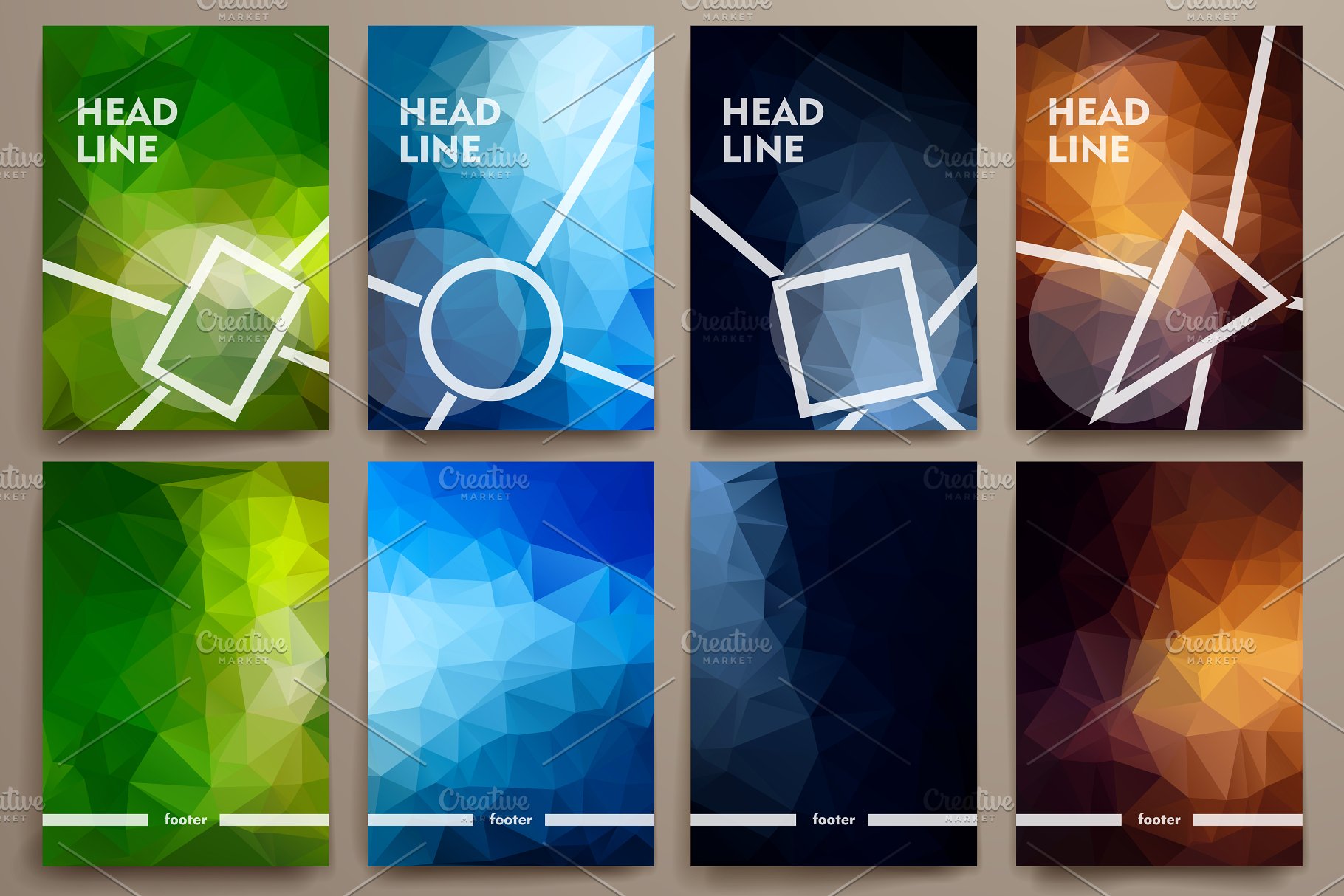 一组抽象几何图型海报宣传册背景 Big Set of Geometrical Templates插图(4)