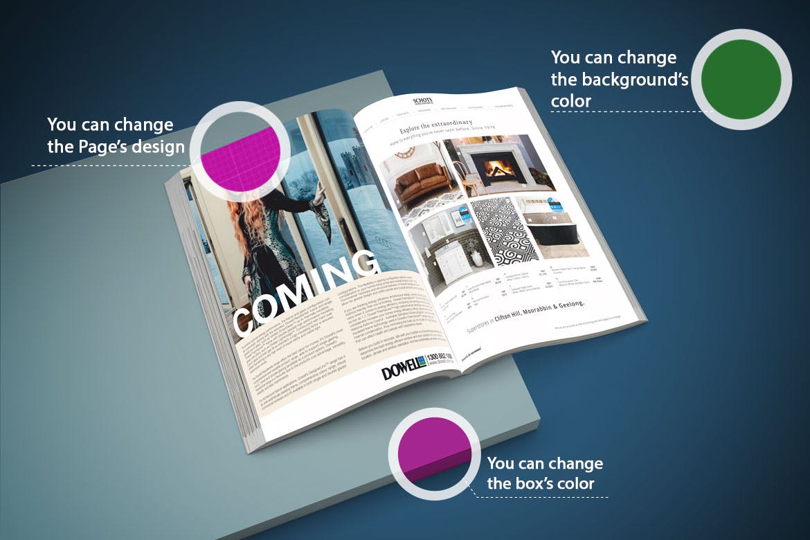 精品杂志封面&内页排版设计样机模板v1 Magazine Mockup V.1插图(1)