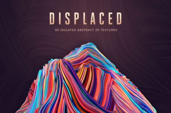 创意抽象纹理系列：80个3D立体抽象形状&amp;PS笔刷 Displaced