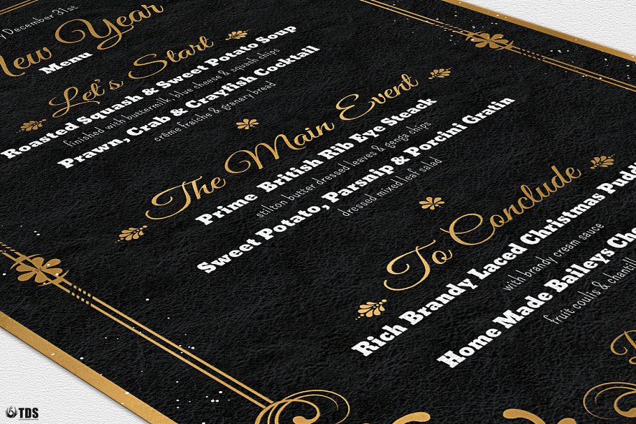 新年主题传单+新年宴会菜单模板 New Year Menu PSD V1插图(9)