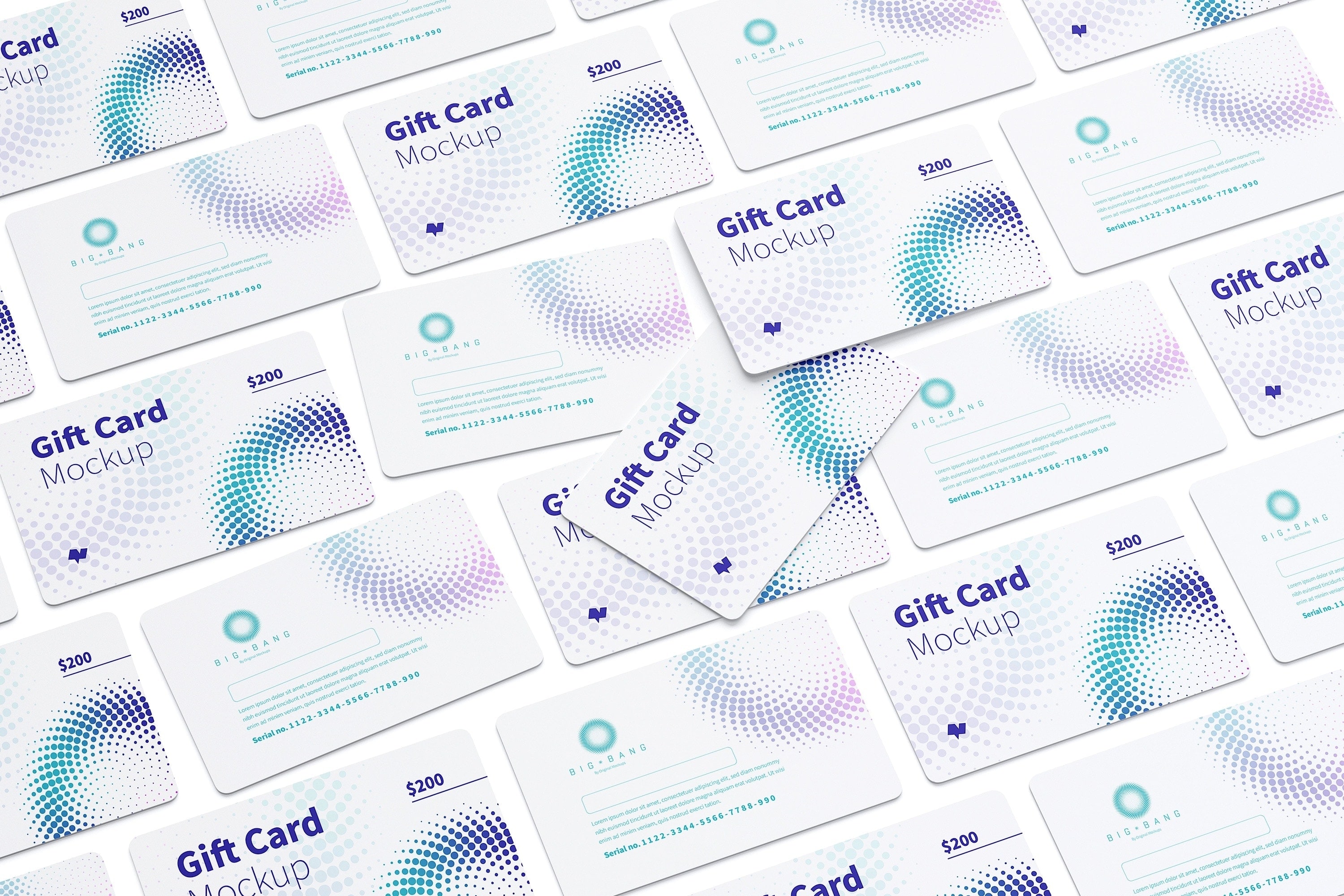 礼品积分卡外观设计等距网格样机模板04 Gift Card Mockup 04插图