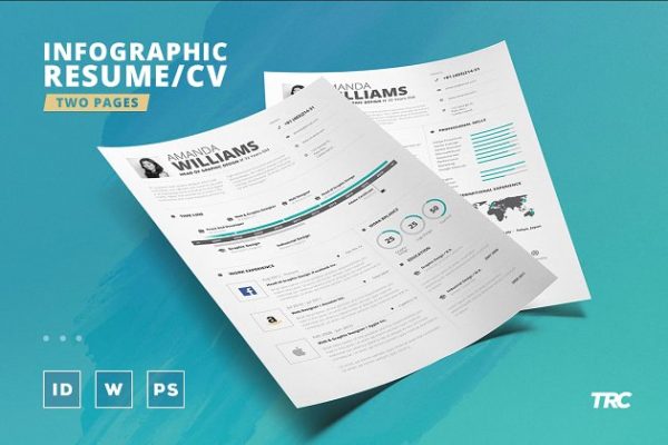 专业的两页信息图表简历模板 Infographic Resume/Cv Template Vol.5
