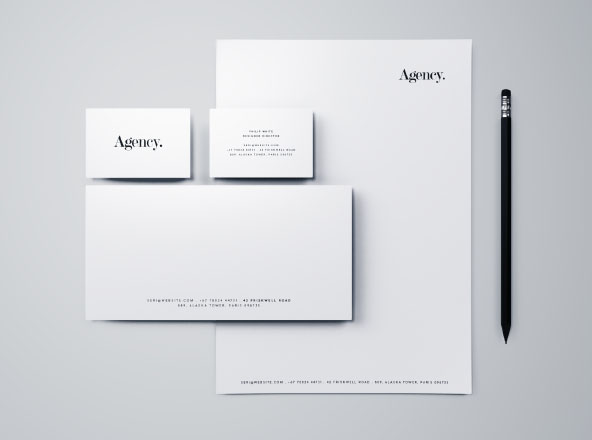 极简主义风格企业品牌VI设计效果预览办公用品样机 Minimal Branding &amp; Stationery Mockup