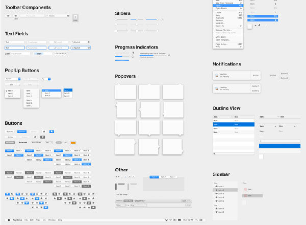 MacOS的UI库图免费 macOS UI Library Sketch Freebie