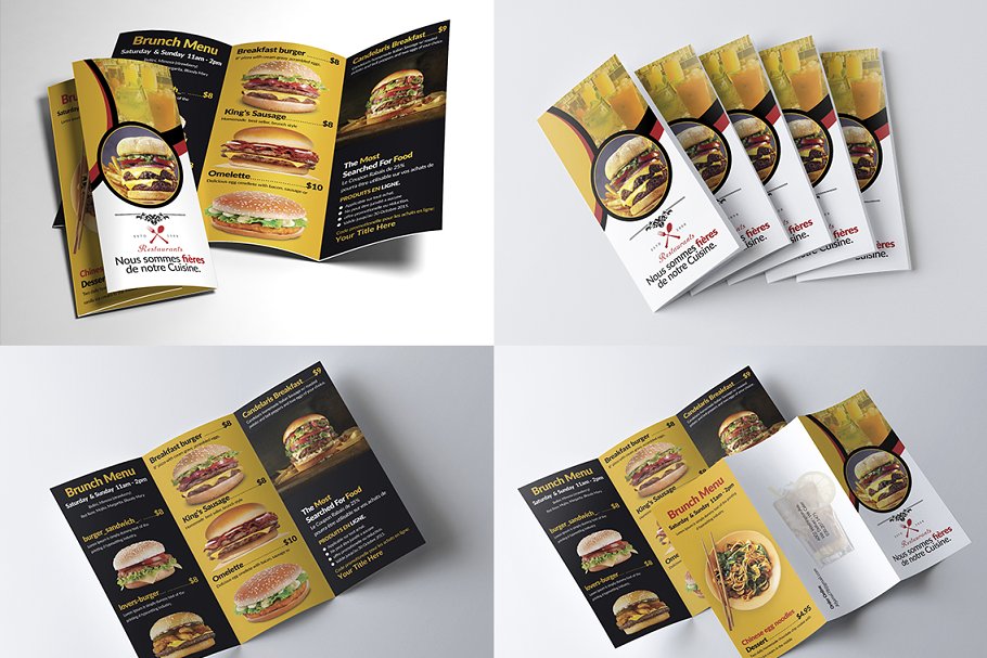 餐馆菜单折页传单模板 Restaurant Menu Trifold Bundle插图(3)