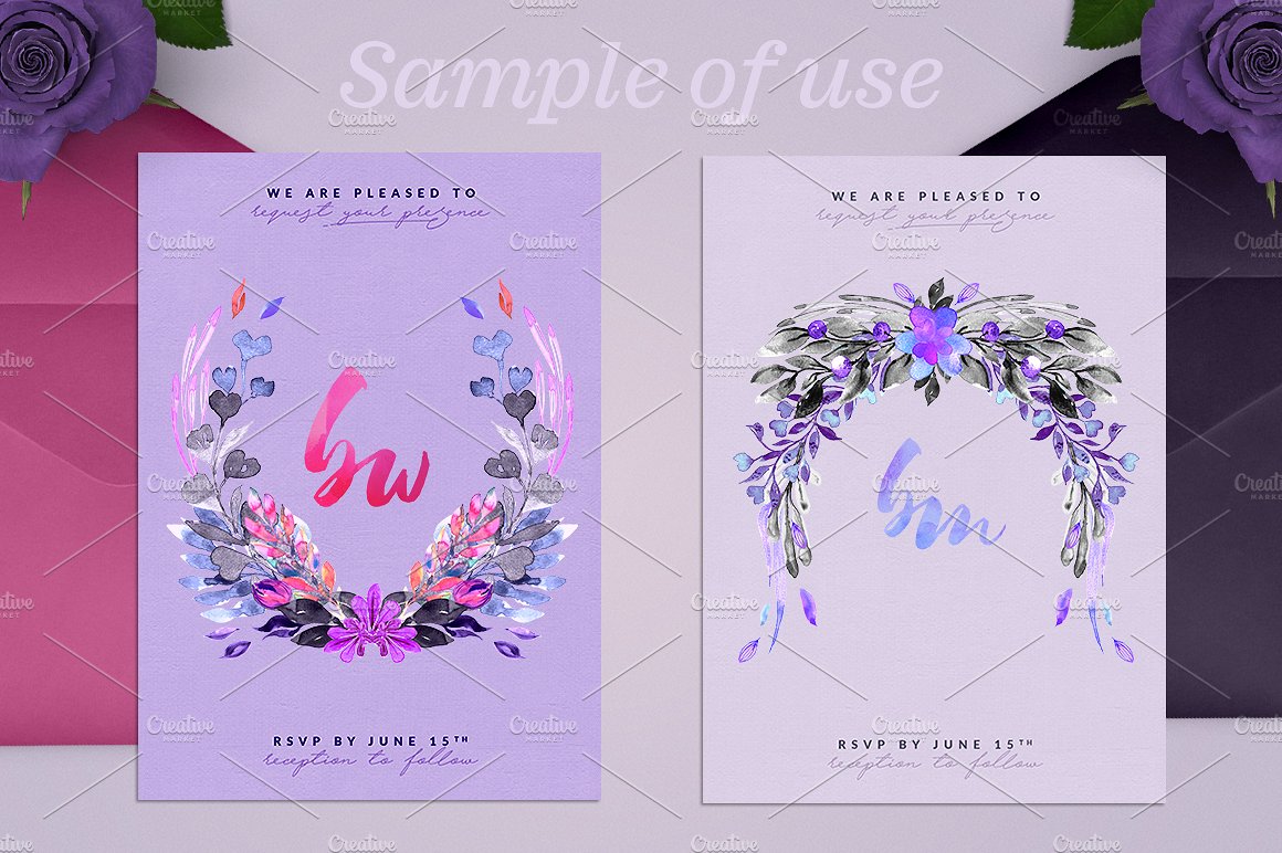 2018流行色爱情情人节手绘元素集合插图(1)