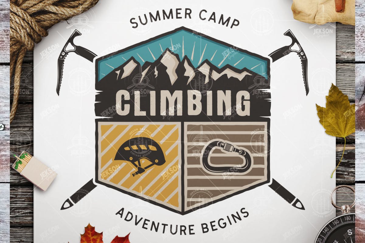 复古旅行/徒步户外运动俱乐部Logo设计模板 Travel Retro Badge / Vintage Climbing Logo Patch插图