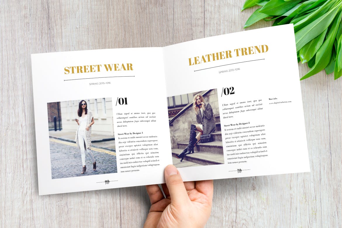 方形传单内页版式设计样机模板 Square Leaflet Mockup插图(2)