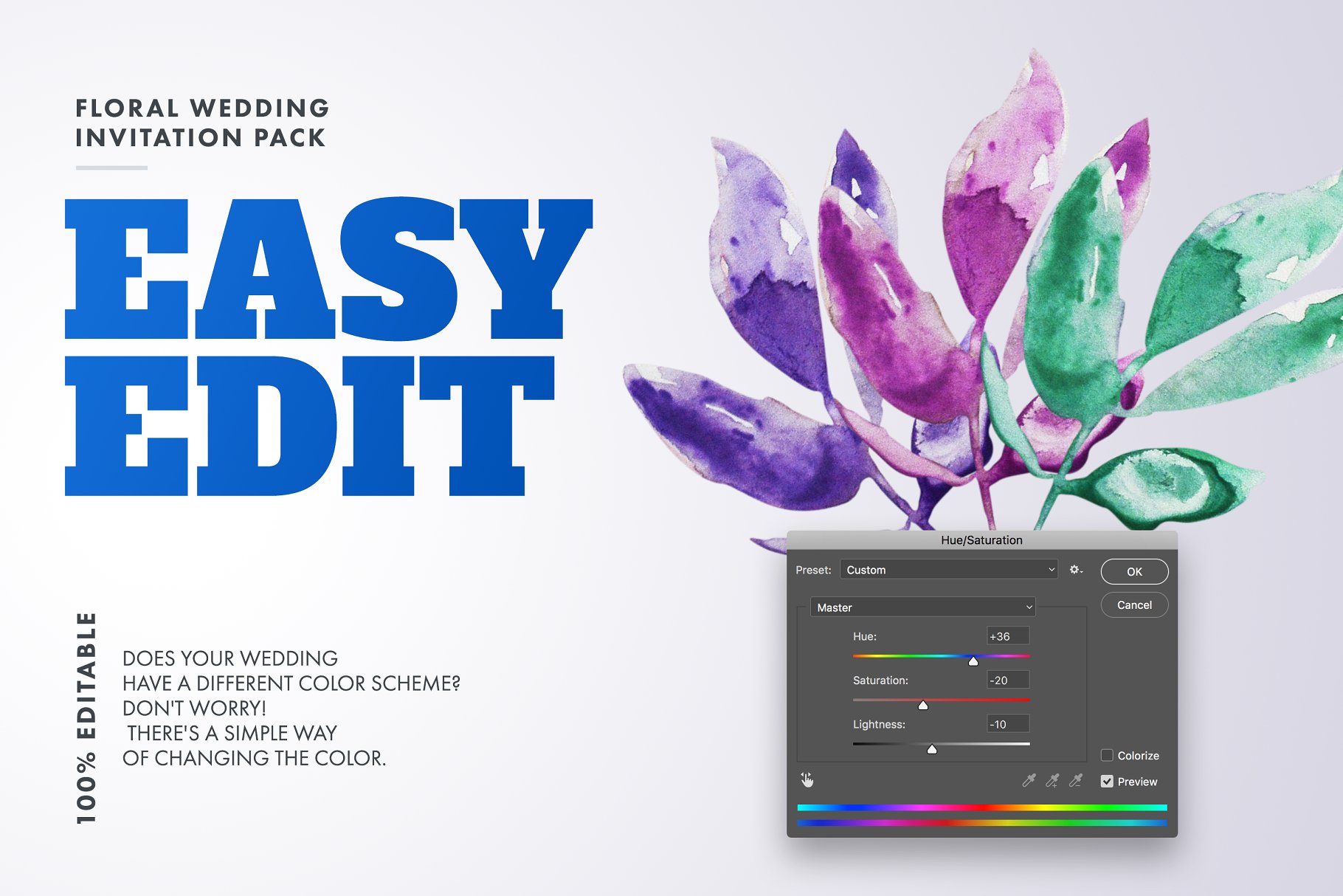 多彩花卉婚礼邀请函设计套装v1 Floral Wedding Invitation Set Vol.1插图(2)