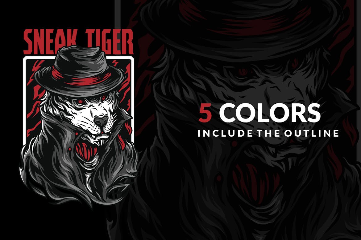 黑帮之虎潮牌T恤印花图案素材库精选设计素材 Sneak Tiger插图(3)