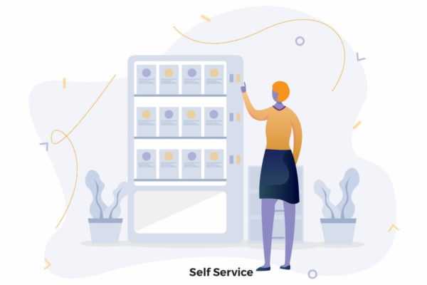 自助服务CRM概念插画免费素材 Self Service Illustrations CRM