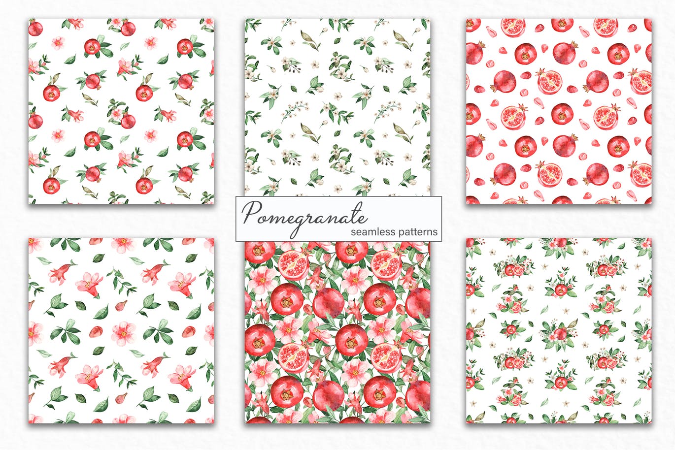 水彩石榴剪贴画/花框/花环素材库精选设计素材 Watercolor pomegranate. Clipart, frames, wreaths插图(7)