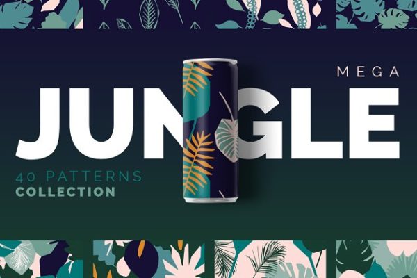 热带丛林矢量图案纹理 Jungle Tropics- Vector Patterns