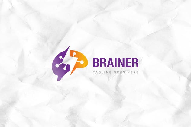 思维脑力创意Logo标志设计模板 Brain Power Logo Template插图(1)