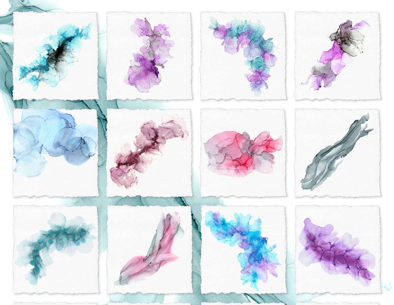 优雅彩色酒精墨水肌理纹理背景PNG素材 Elegant Alcohol Ink Textures插图(4)