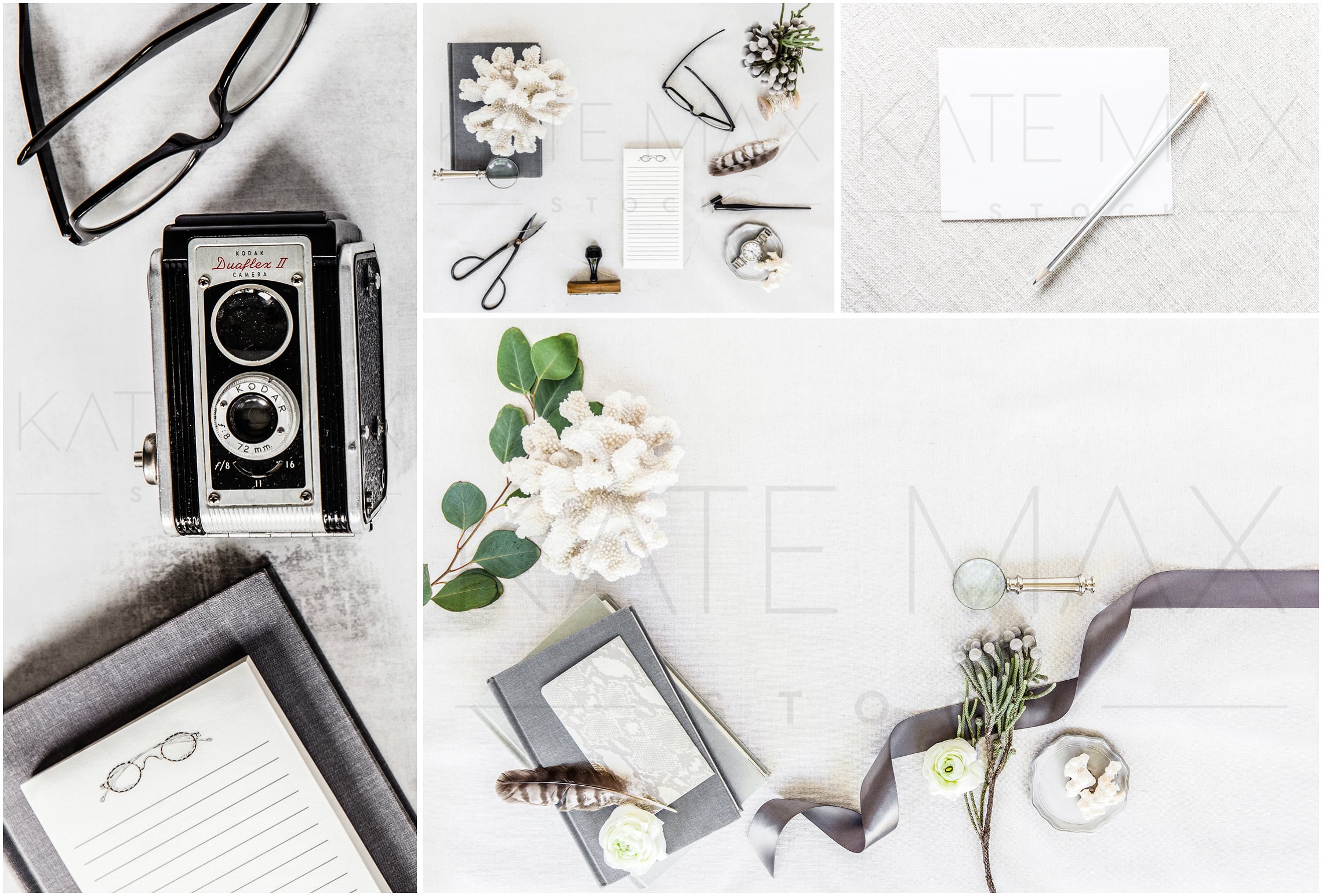 现代，干净和女性化品牌场景样机模板 Desk of a Traveler Stock Photo Bundl插图(1)