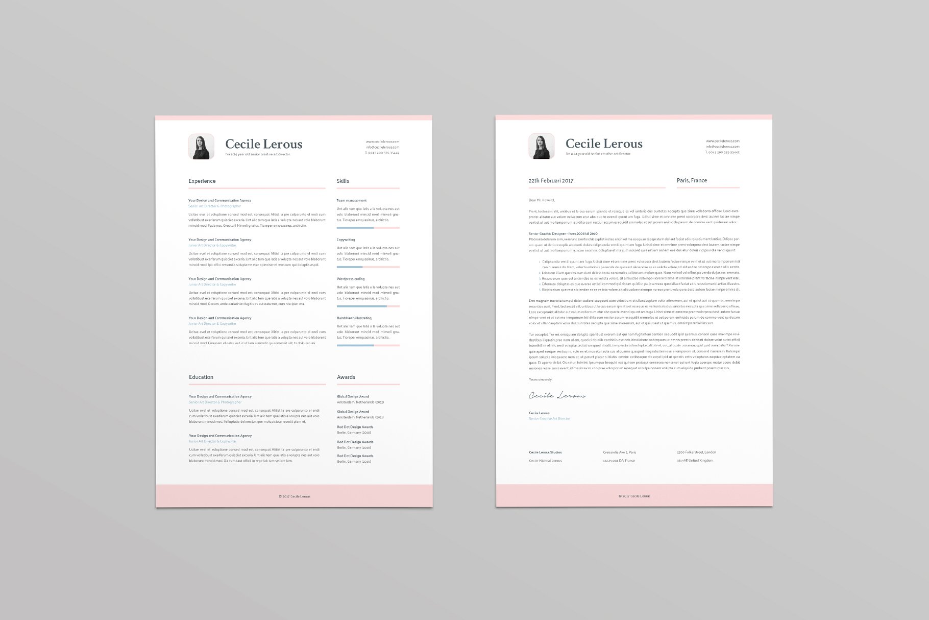 时尚简约简历求职信模板 Lerous Resume Template插图(1)