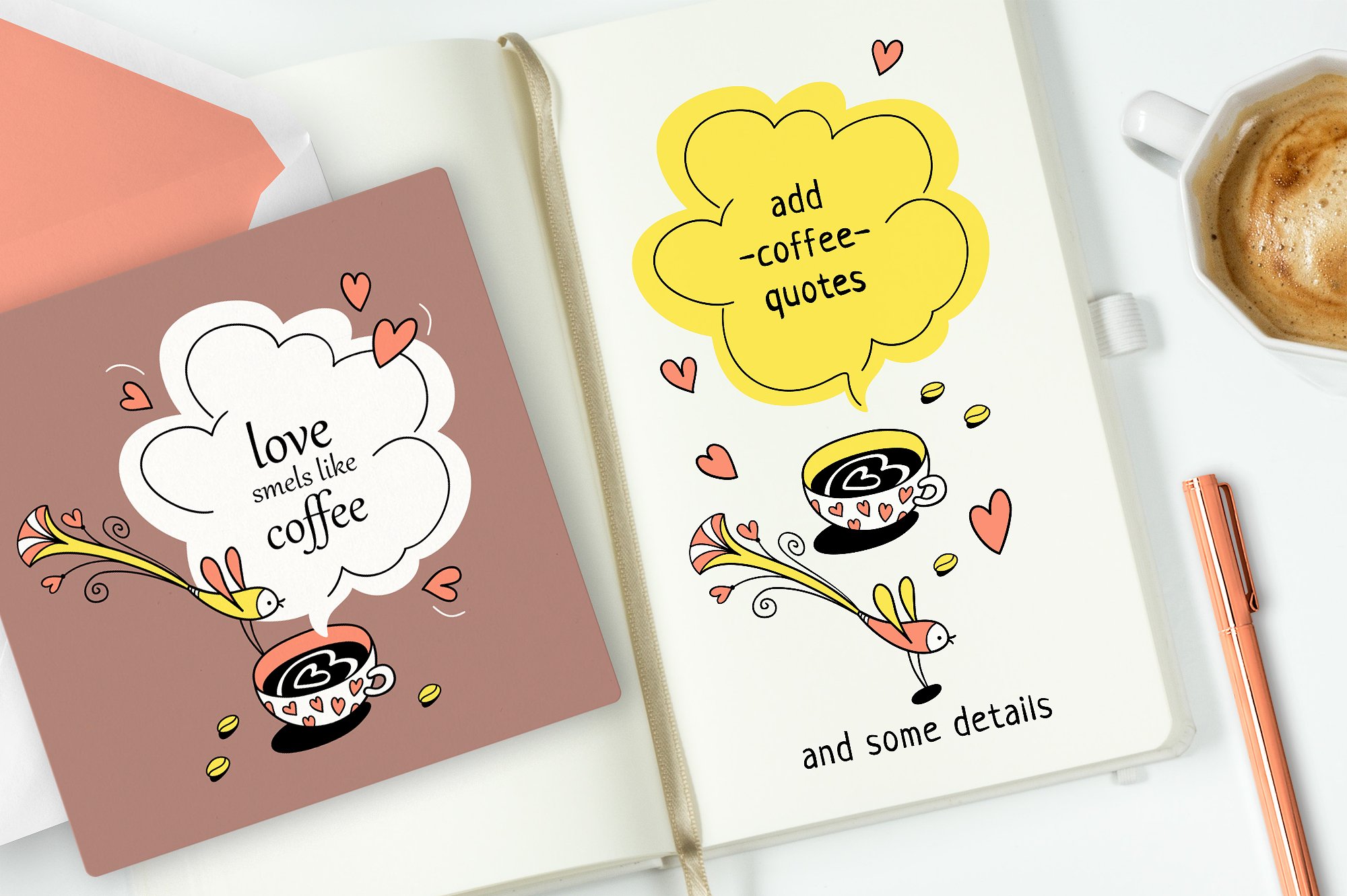 EVERY EARLY BIRD NEEDS COFFEE-手绘卡通咖啡插图素材下载[eps,png]插图(6)