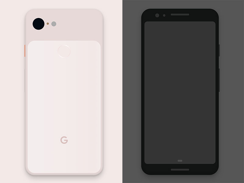 谷歌 Pixel 3 扁平模型素材之家精选sketch素材